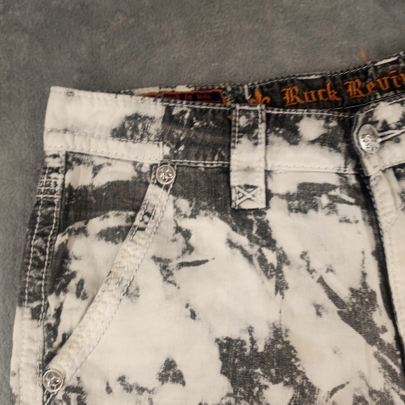 ROCK REVIVAL Algodon Straight Shorts  Mens Size 34 Gray & White  Acid Wash - Picture 3 of 14